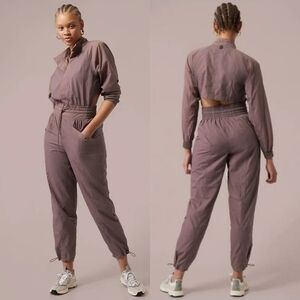 Alicia Keys X Athleta Open Back Utility Smokey Purple Mauve Jumpsuit Womens 10